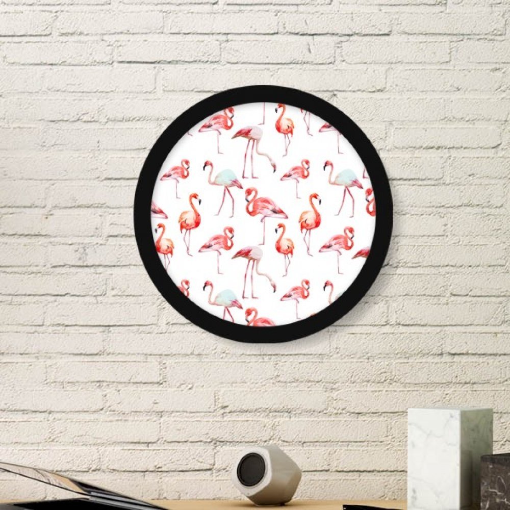Cadre photo rond en bois décoration murale peinture flamant rose blanc salon chambre noir M