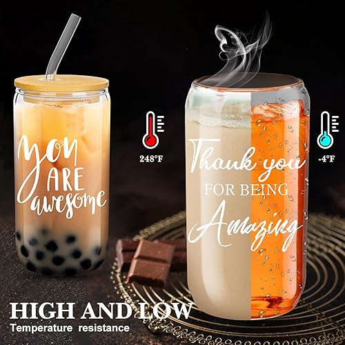 Miniatura 3 de Lemosae Juego de 16 regalos de agradecimiento, regalos de agradecimiento para empleados, vasos de cerveza con forma de lata de 16 onzas con tapas,