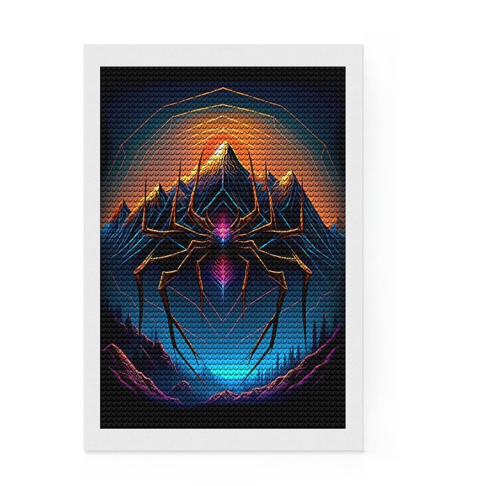 Junmoney Spider Diamond Style Art Kit 8"x12", Bedroom Decor, Festive Craft Gift, Farmhouse Decor, Holiday Gift Idea