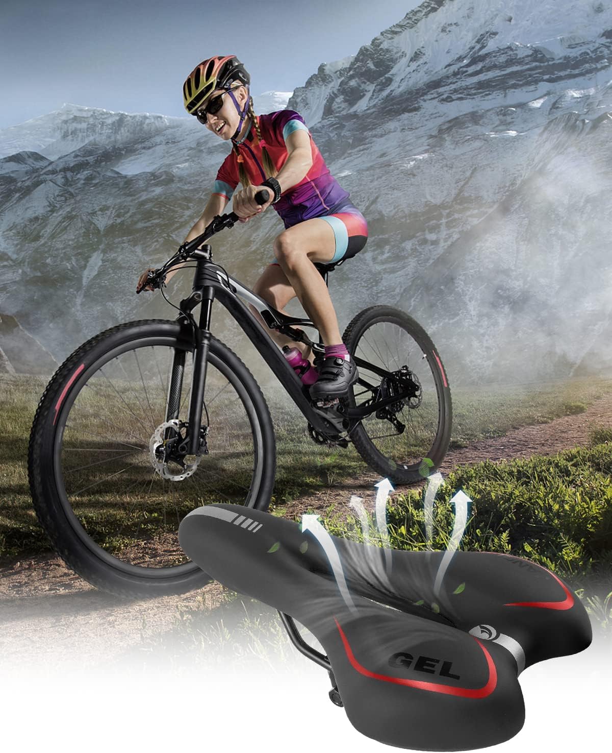 MSDADA Selle De Vélo En Gel - Sièges De Vélo Confortables Avec Coussin MSDADA Selle De Vélo En Gel - Sièges De Vélo Confortables Avec Coussin