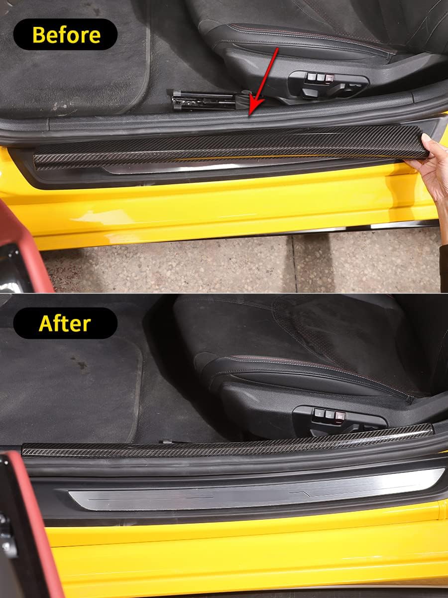 Fit for Toyota GR Supra A90 2019-2022 Real Carbon Fiber Car Accessories Car Welcome Pedal Built-in Threshold Trim Panel Cover