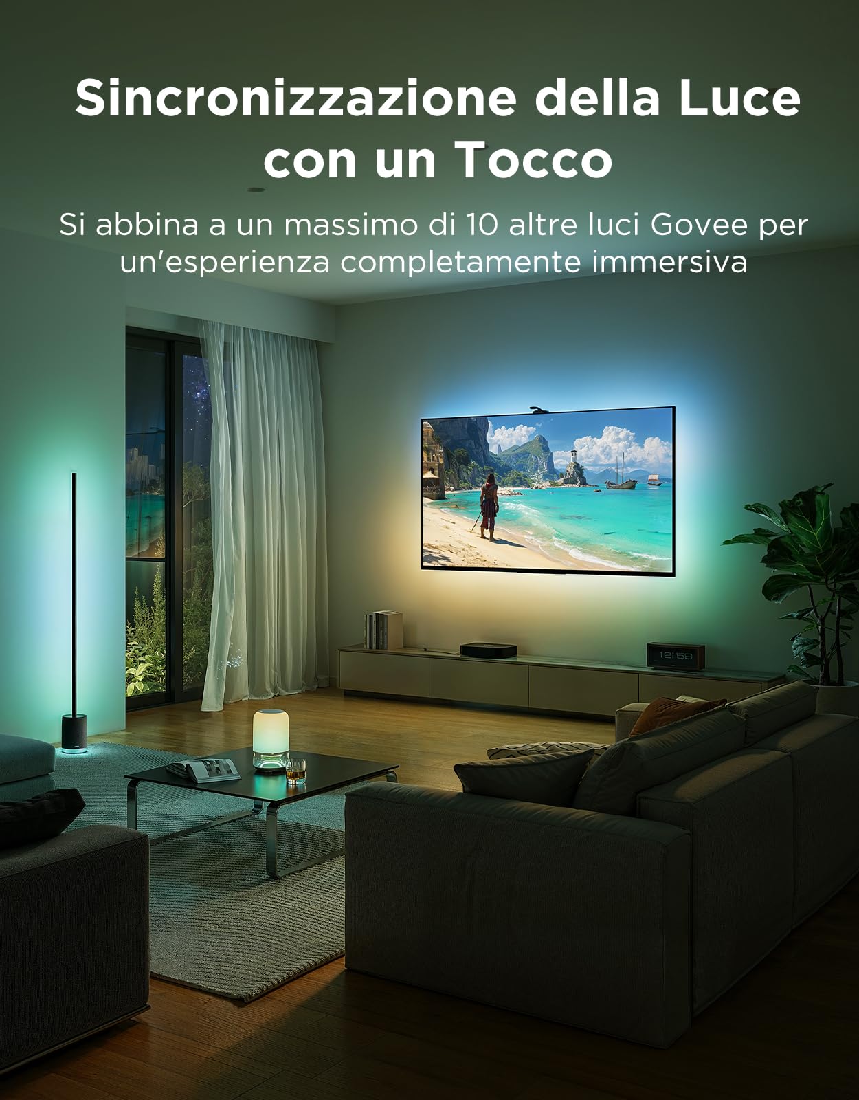 Govee TV Backlight 3 Pro con Tripla Telecamera HDR, RGBWWIC Striscia led TV | 5 in 1 LED, per 55-65 pollici, 75 LED/m, Supporta Filtro AI, APP Controllo Vocale, Sincro DreamView, Matter Alexa Compatibile