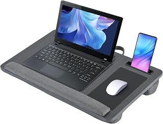 Laptop Stand for Lap,Lap Desk Fits Up to 17 inch with Wrist Rest, Mouse Pad, and Phone Holder, Carrying Handle, Laptop Lap Desk for Bed for Home Office - Black