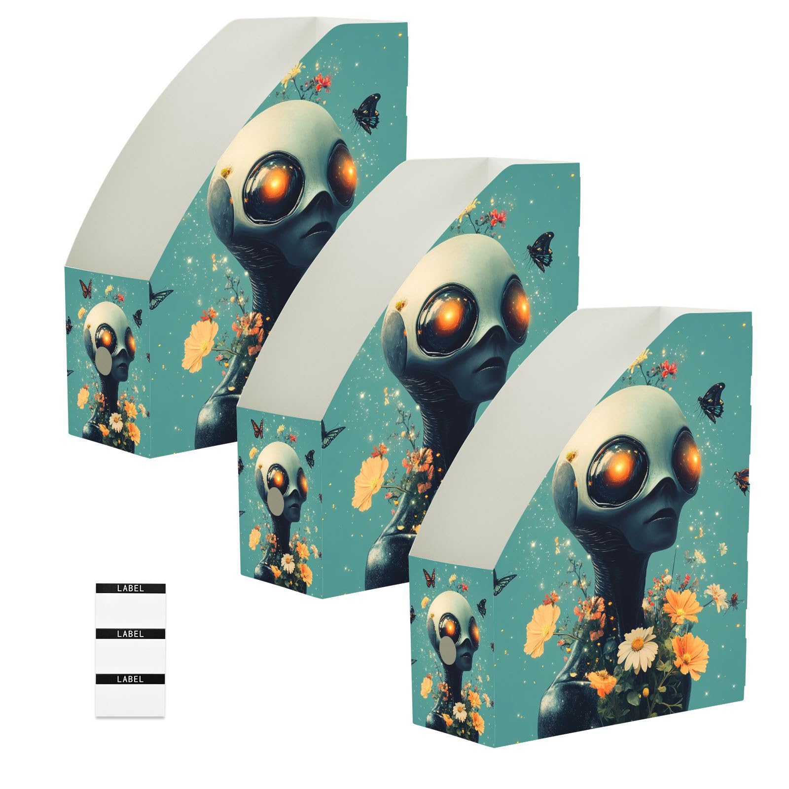 Boîte de rangement pliables pour magazines organiseur papier bureau Alien 3x