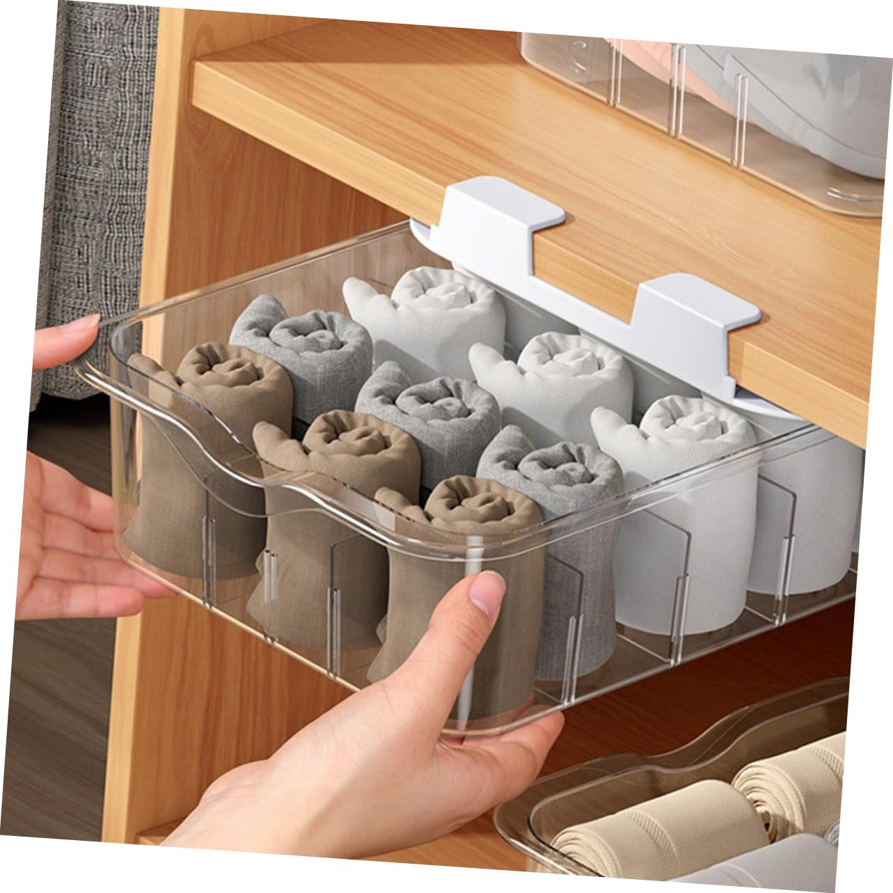Socken und Unterwäsche Schubladenorganizer mit Deckel, Pet, Multi Gitter