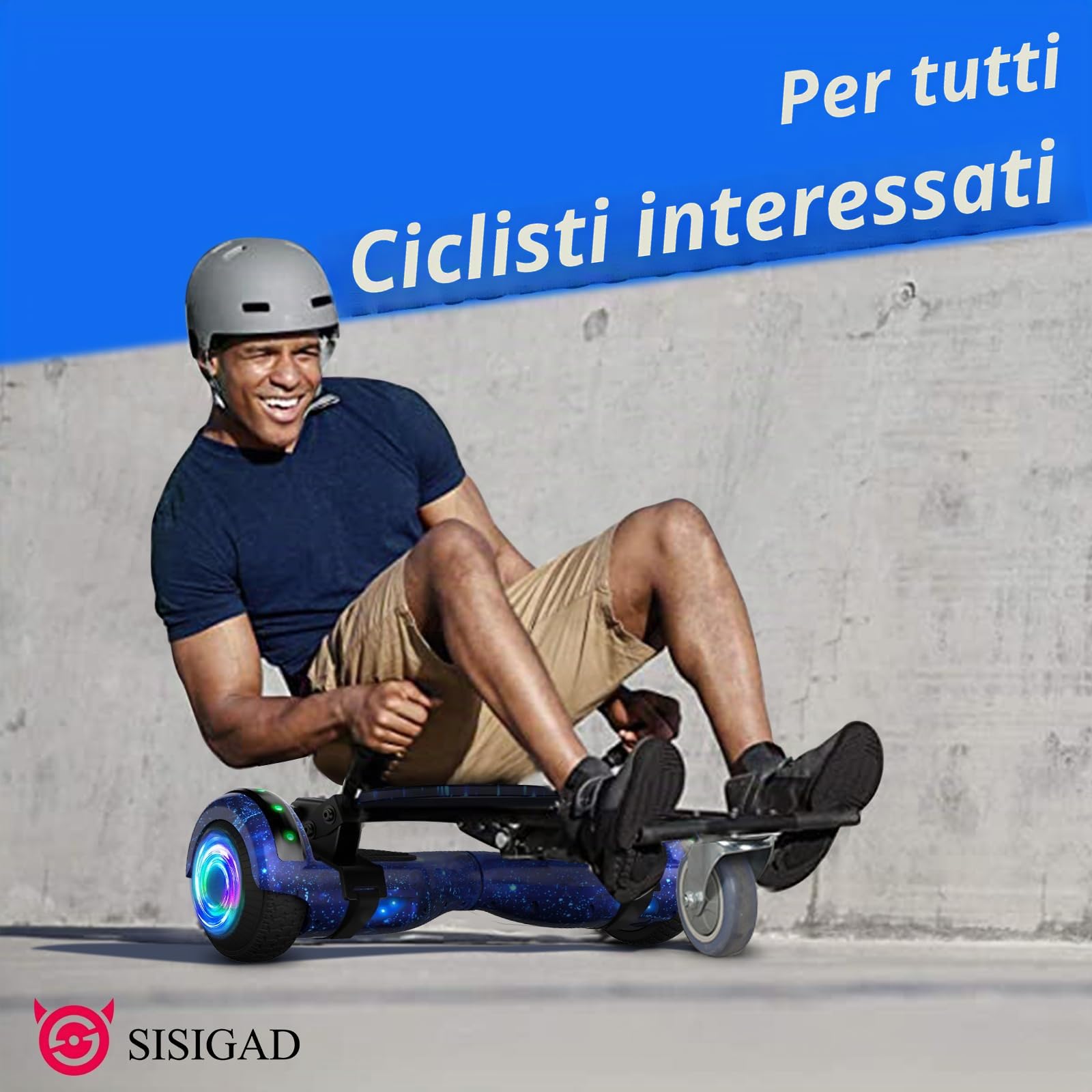 Hoverboard con sedile, Hoverboard autobilanciante da 6,5 ​​pollici con altoparlanti Bluetooth e luci a LED per bambini, ragazze e ragazzi (Go-Kart incluso)