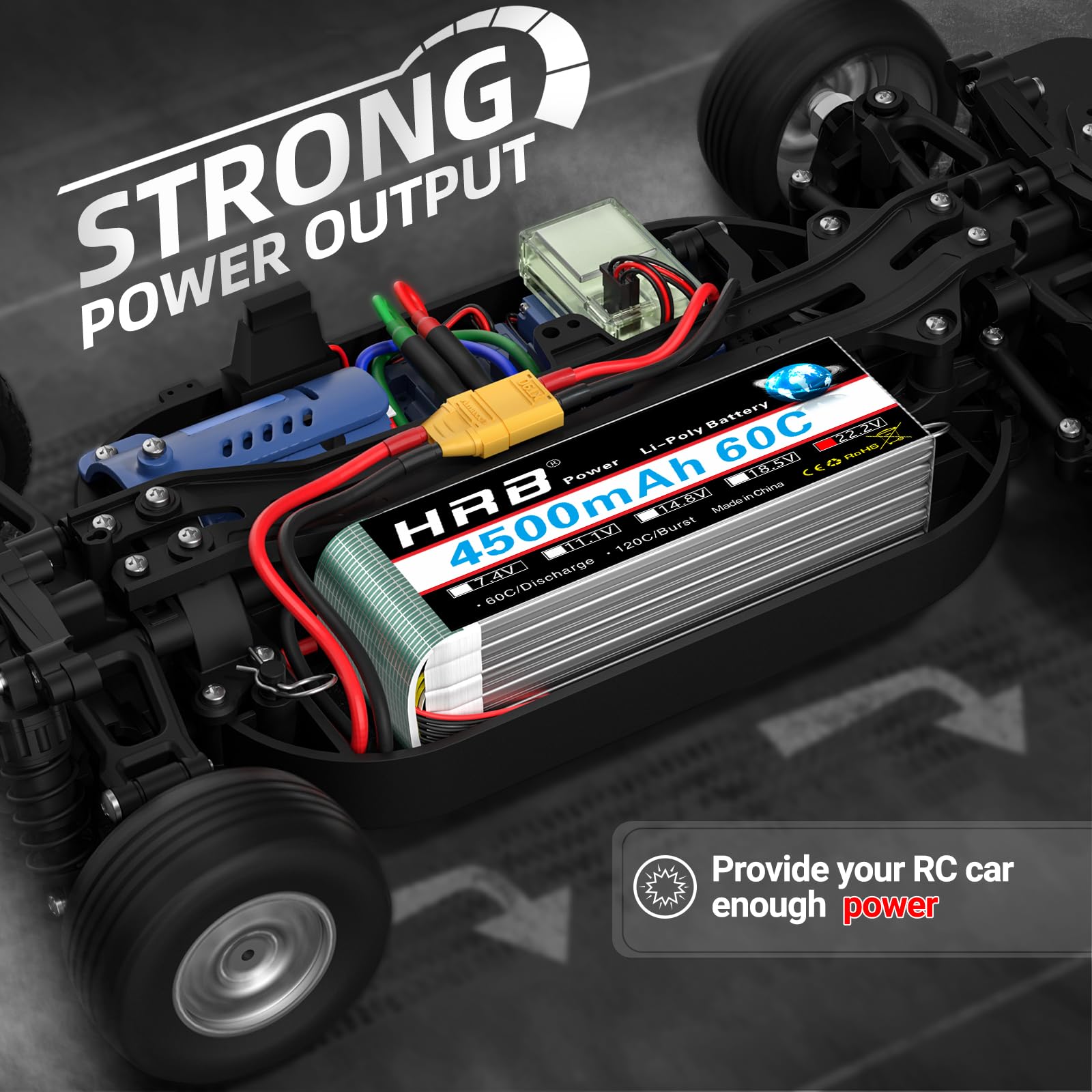 HRB 22,2 V 4500 mAh 60C z wtyczką XT90 Lipo akumulator do samolotu RC samochód ciężarowy, ciężarówka hobbistyczna (2 sztuki)