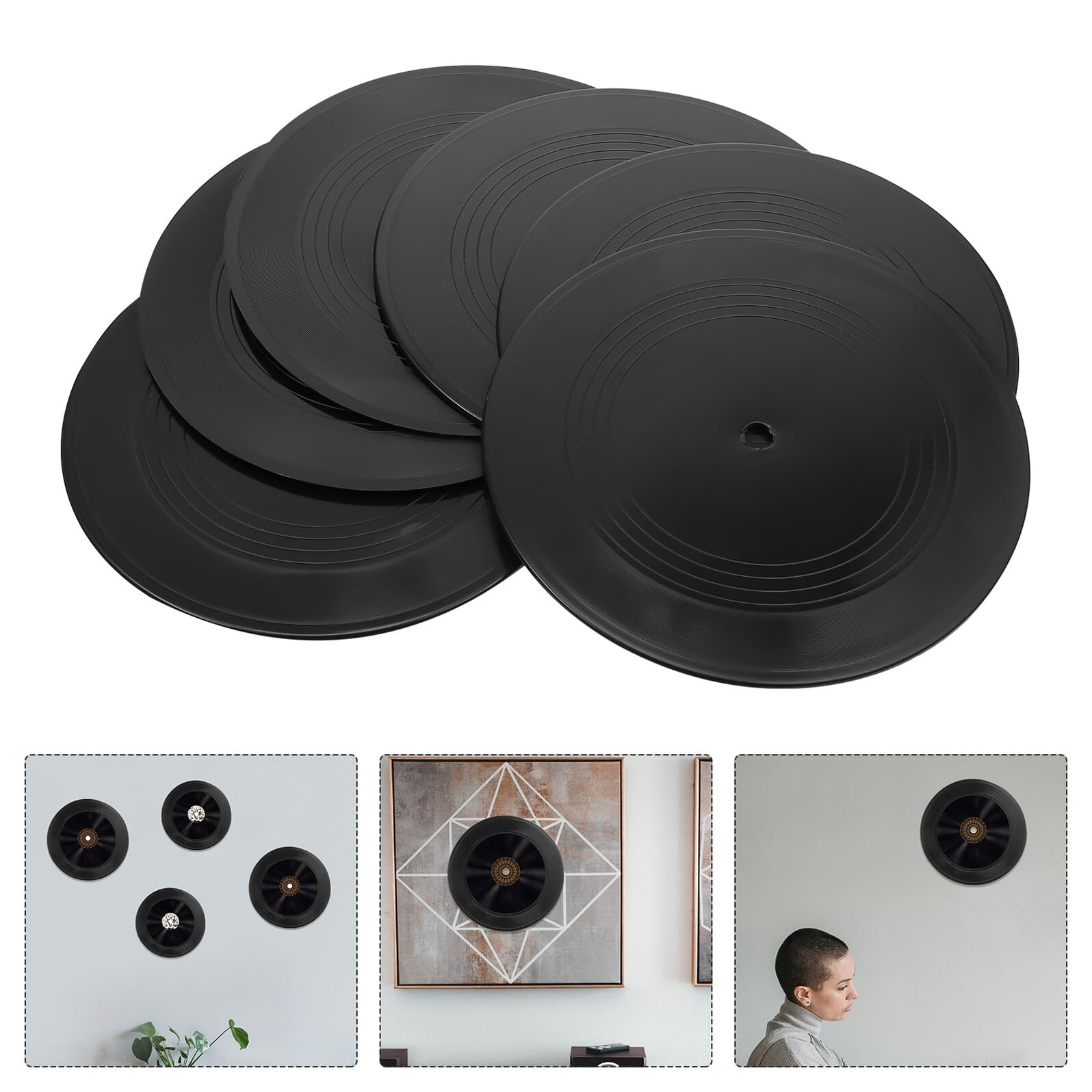 Ipetboom 12Pcs Dischi in Vinile Finto per Decorazioni Murali Indie Estetiche Adatti a Feste a Tema Musica Retrò Camera da Letto Soggiorno Bar