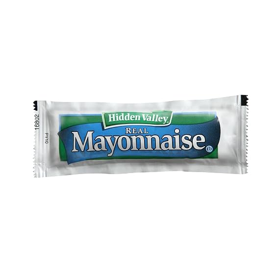 Ventura Foods Hidden Valley Real Mayonnaise Individual Portion Control Packets, 12g Mayo Packets, 8.8 lb Bulk Box, 200 Count