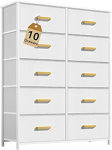 DWVO 10 Drawers Dresser, Fabric Dresser, Fabric Storage Tower, Organizer Unit for Living Room, Hallway, Closets