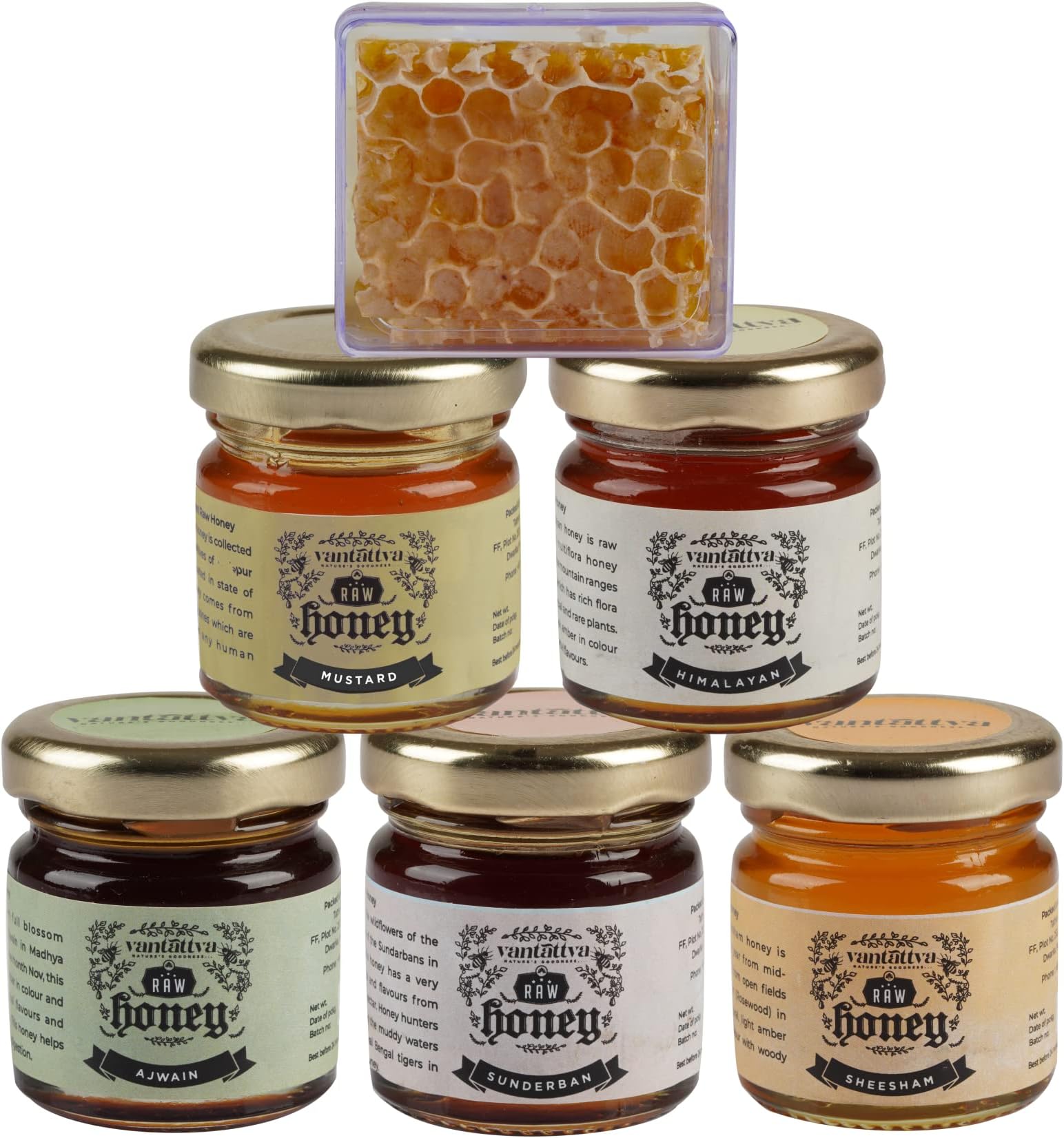 VANTATTVA-NATURE'S GOODNESS... Taster Pack with Honeycomb-300 gm (50gm *6) | Raw Unprocessed & Pure