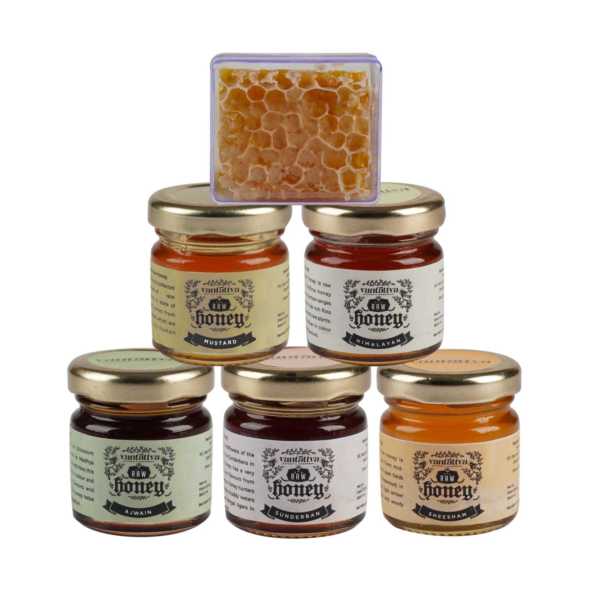 VANTATTVA-NATURE'S GOODNESS... Taster Pack with Honeycomb-300 gm (50gm *6) | Raw Unprocessed & Pure