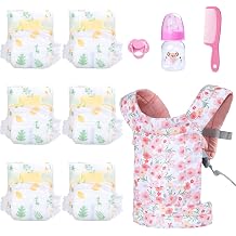10 Pcs Baby Doll Carrier and Feed Accessories Set for 17-22 Inch Kids Toy Baby Carrier Dolls Toy Babydoll Sling with Adjustable Straps for Stuffed AnimalDoll Accessories Pink Rose
