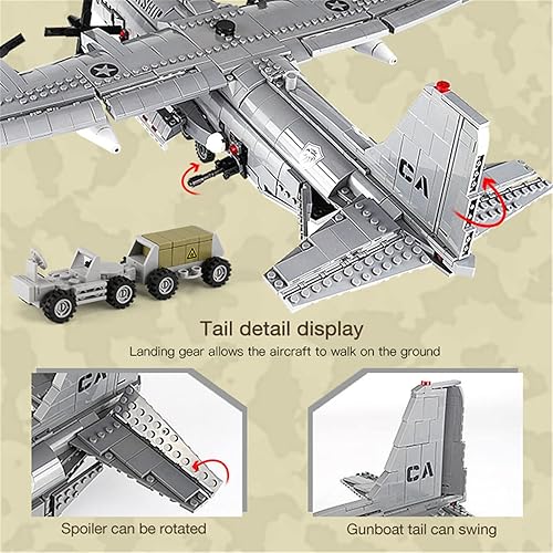 Miniatura 4 de AC130 WW2 - Juegos de construcción de aviones militares, 1713 piezas, avión cañón, bloques de construcción, kit de modelo, juguete de avión de