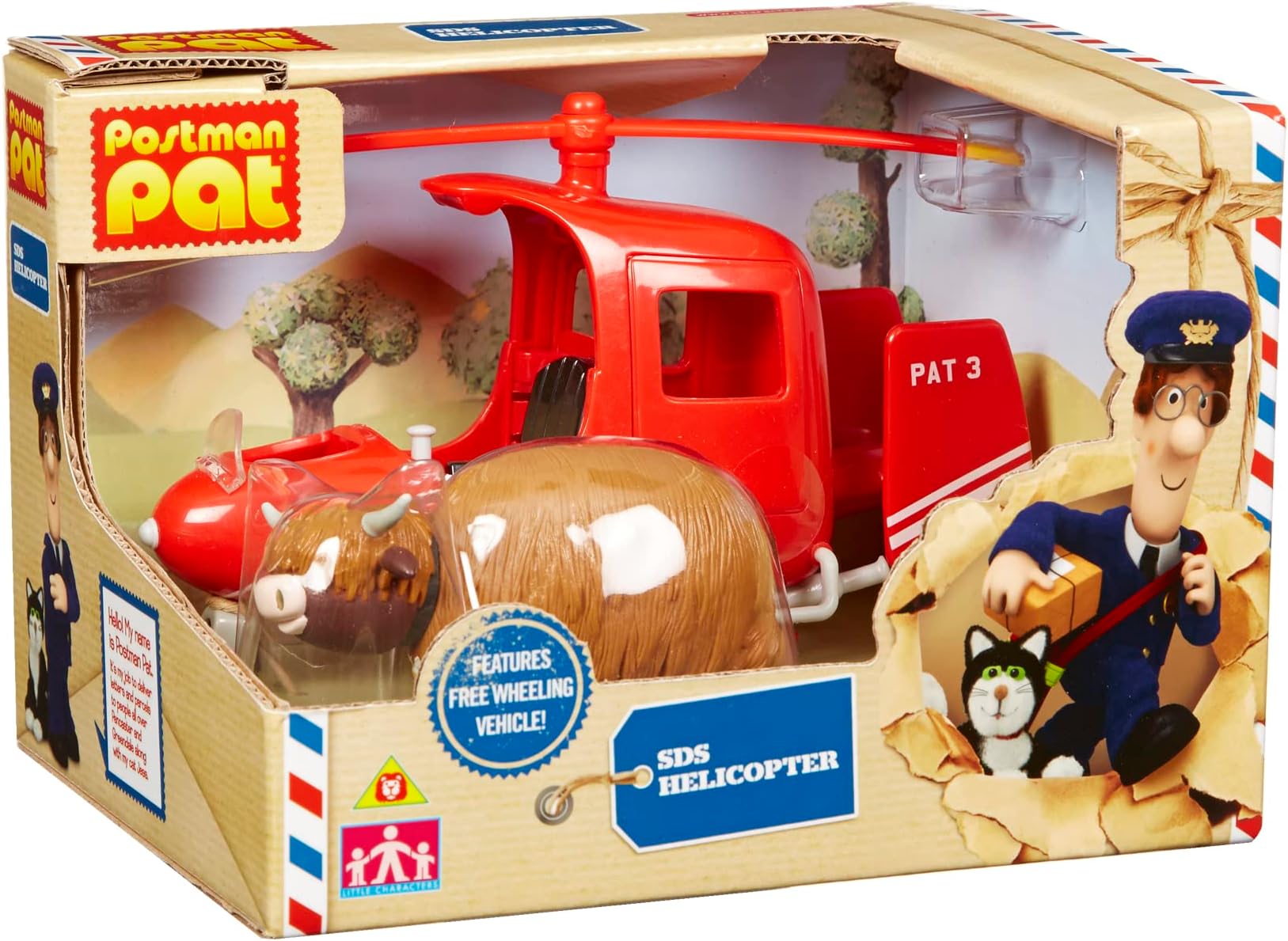 Character Postman Pat Deluxe SDS Helicopter with Runaway Cow