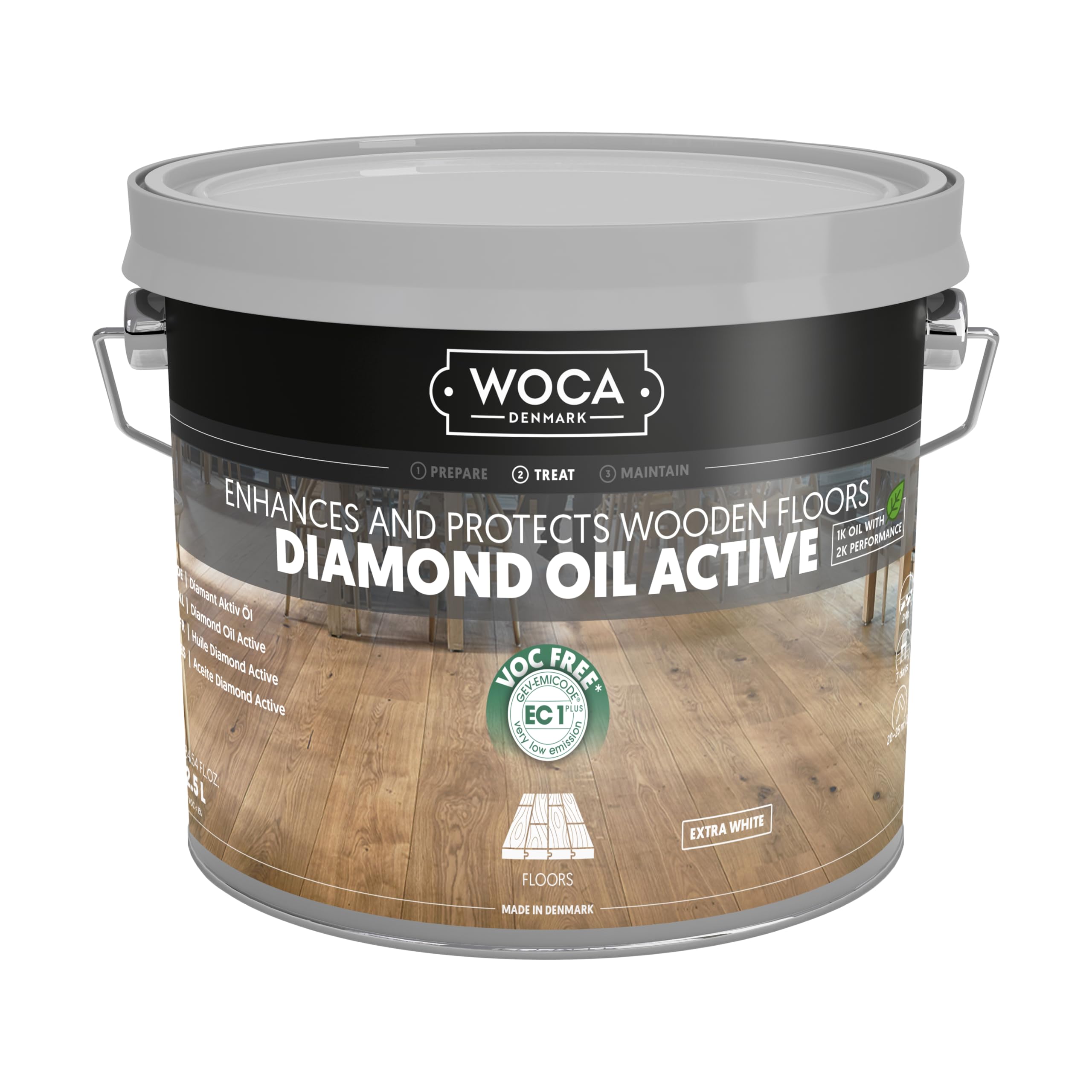 Woca WoCa Diamond aceite activo, extra blanco 2, 5 litros, 1)