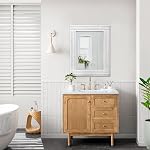 Rustic Wall Mirror - Rectangular Antique Wooden Frame - Farmhouse Bedroom & Entryway - Large White - 20" x 16"