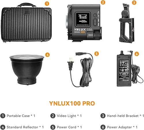 Miniatura 3 de Yongnuo YNLUX100 Pro - Iluminación de salida continua de mano, luz de video LED COB de 120 W con montaje Bowens, 2700-6500K control remoto