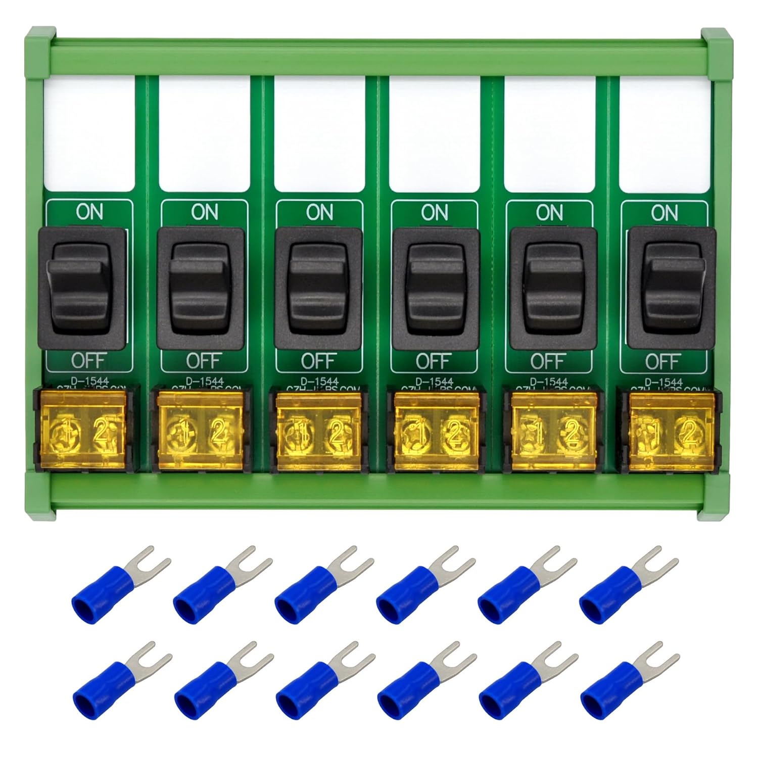 DIN Rail Mount Paddle Rocker Switch Module, 10Amp 250VAC / 50VDC (6 Channel)