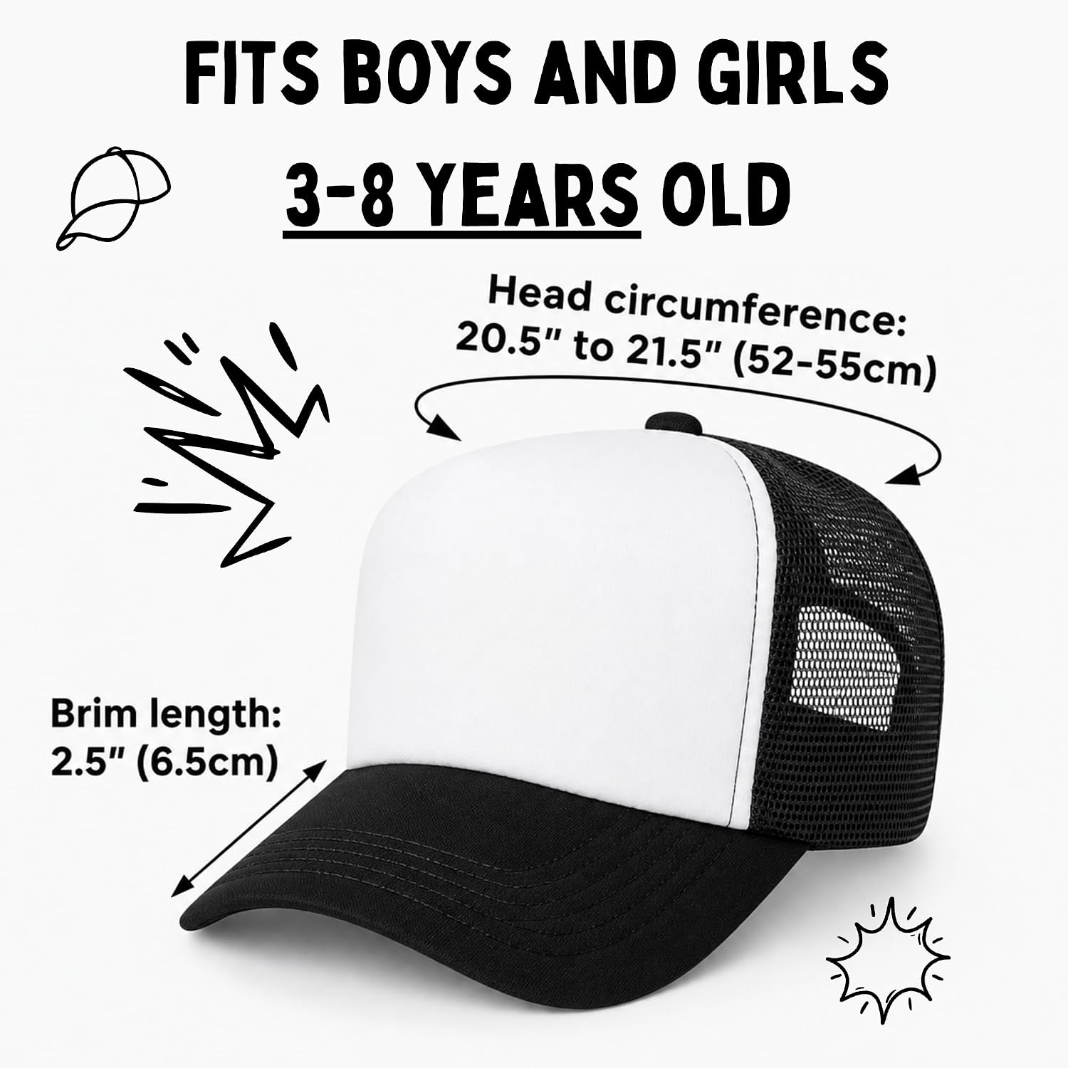 Virginia Kids Trucker Hat, Old Dominion Hat for Boys Girls Ages 3-8, Toddler Baseball Cap White and Black
