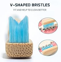 Vista 4 de Y-Kelin Cepillo de dientes ortodóntico en forma de V de bambú, 3 piezas, rosa