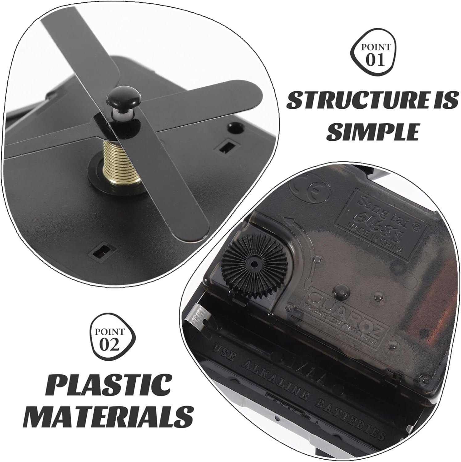 DOITOOL 1set DIY Silent Quartz Wall Clock Movement Kit Durable Replacement Mechanism for Crafting Repairing Various Clock Styles Battery Operated Easy to Install Fine Texture Parts