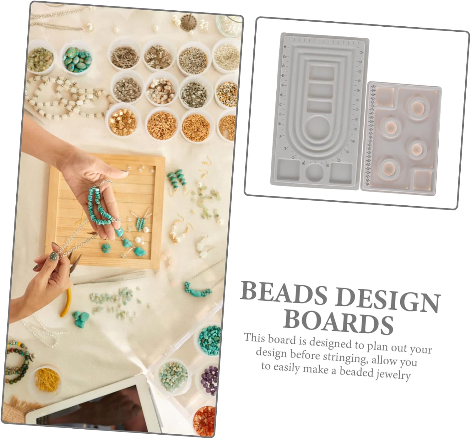 Bracelet Bead Board for Jewelry Making with Groove Design, 2pcs Set