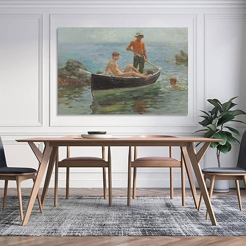 Miniatura 5 de Henry Scott Tuke - Póster de 1913 con texto en inglés "The Orange Jersey", pintura decorativa en lienzo para pared, para sala de estar, dormitorio,