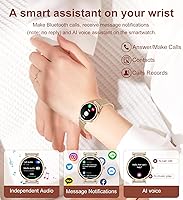 Vista 2 de Reloj inteligente para mujer, reloj inteligente de 1.27 pulgadas con llamada Bluetooth, oro rosa y rosa