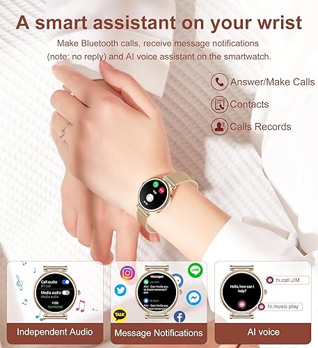 Miniatura 2 de Reloj inteligente para mujer, reloj inteligente de 1.27 pulgadas con llamada Bluetooth, oro rosa y rosa