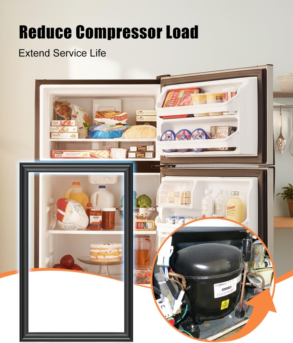 242193211 241872511 Refrigerator Door Gasket Compatible with Frigidaire Kenmore Refrigerator Freezer Door Seal Replace 240514611 PS7784008 LFHT2117NF4 3016408