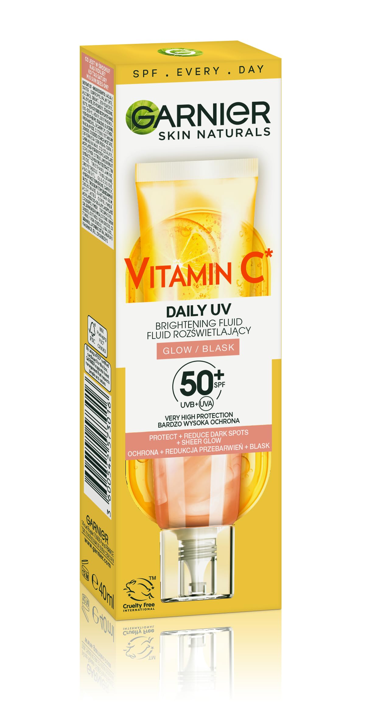 Garnier Vitamin C rozświetlający fluid na dzień z filtrem SPF50+, nadający blask, 40 ml