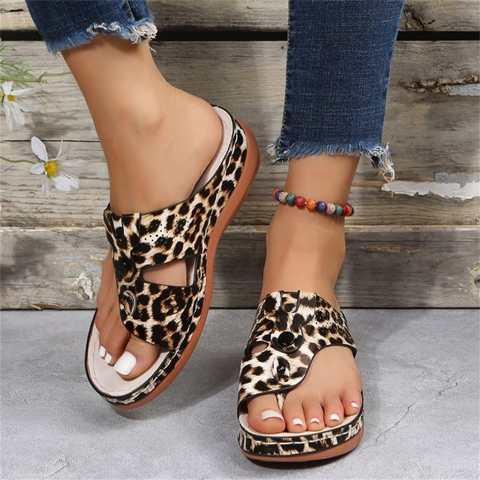 Tongs à Semelle Souple Pour Femmes - Sandales Orthopédiques Confortables Marron US7/EU38