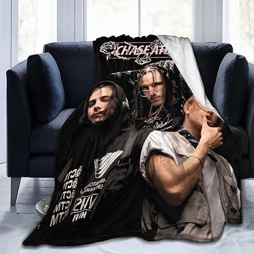 Chase Music Atlantic - Manta de viaje ultra suave, acogedora y cálida, manta ligera para cama, sofá, sala de estar, todas las estaciones, 40 x 30