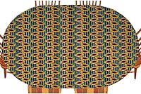 Vista 72 de Mantel ajustable de girasol, patrón de campo rural inspirado en el arte popular, casa de campo, granja, mantel impermeable para interiores y Verde