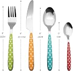 EXZACT Cutlery ensemble 24pcs Couleurs mélangées à pois - Articles plats en acier inoxydable - Lave-vaisselle sans danger - Servir pour 6