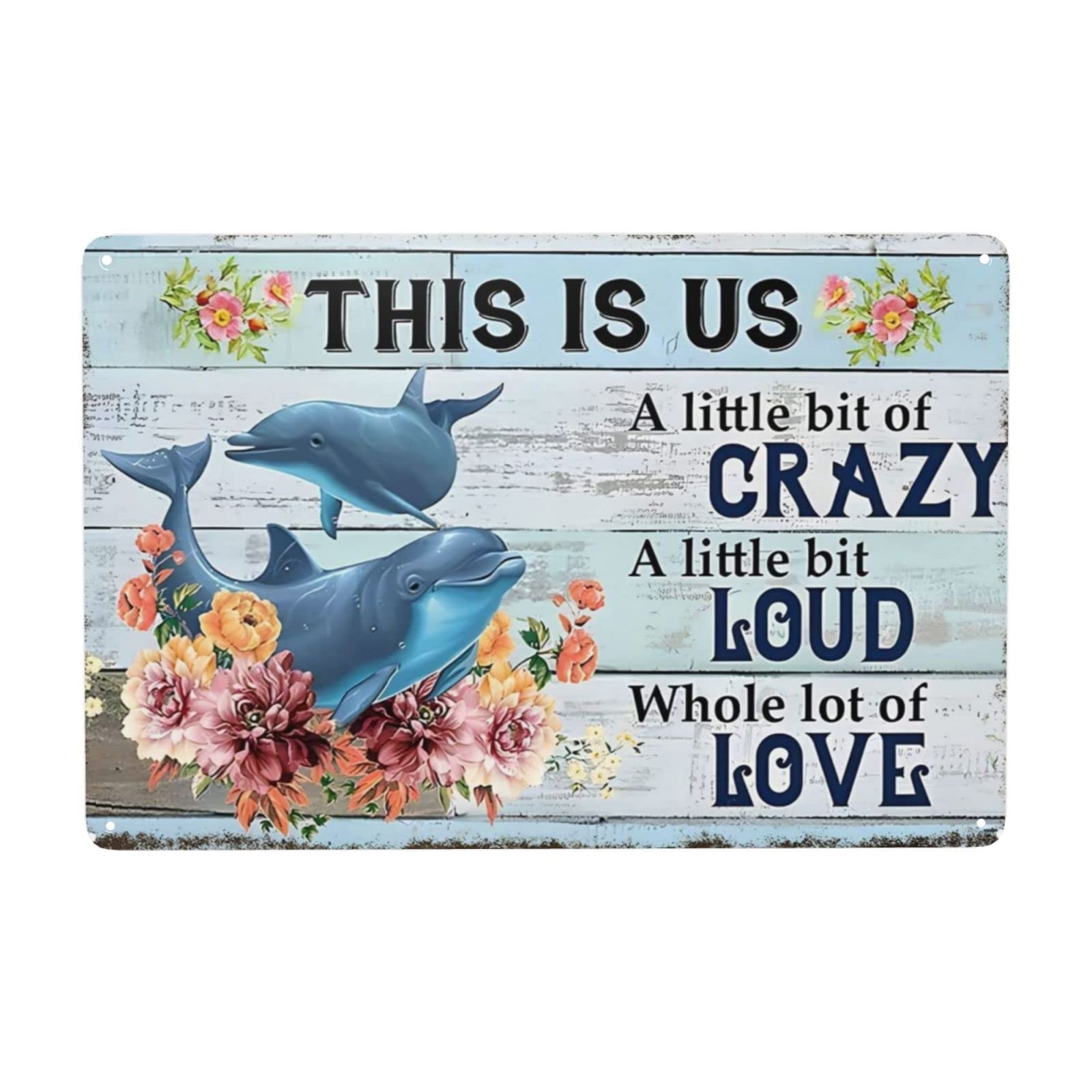 rayprint Metal Tin Sign This is Us Tin Sign Vintage Rustic Decor Cave Coffee Shop Bar Bedroom Home Wall Decor Nostalgic Dolphin Tin Sign 12X8 Metal Sign Decor