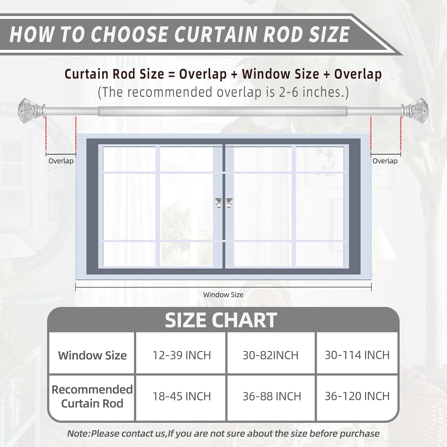 Silver Curtain Rods 66 to 120 Inch(5.5-10 ft), Modern Decorative Heavy Duty Adjustable Curtain Rod for Windows, Single curtain Rod with Silver Translucent Diamond finials, 36-120"