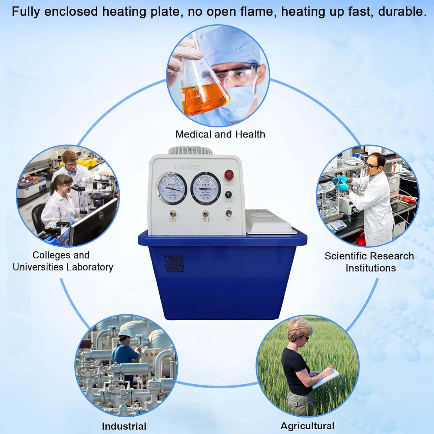 Water Circulating Vacuum Pump with 15L Water Tank Flow Rate 60L/min Water Circulation for Lab Chemistry Equipment