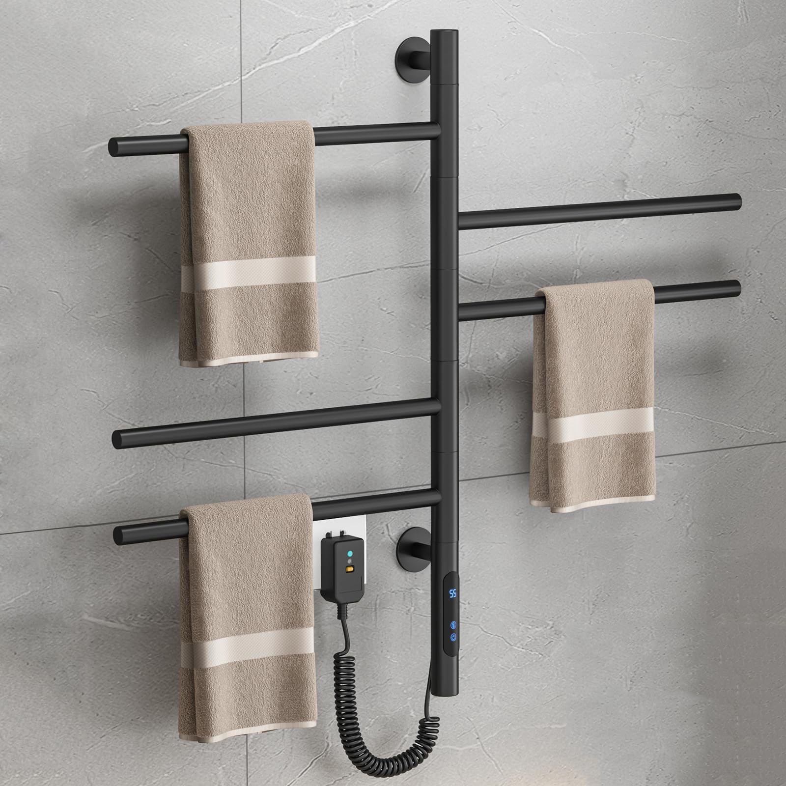 Elektrische Radiator Stick Instamat ARC Handdoekwarmer 170 Cm 34W Geborsteld Aluminium Soft Wit