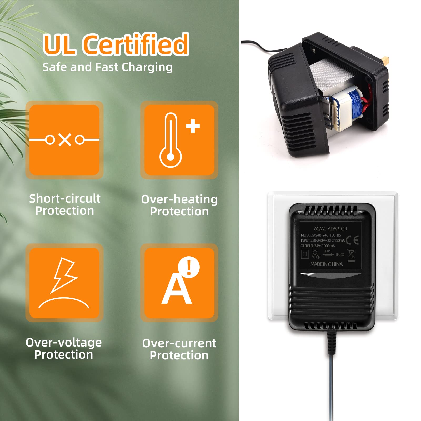 Buy 824vac AC 1000mAh Wired Transformer for Ring Hardwired Doorbell, Power Supply with UK Plug