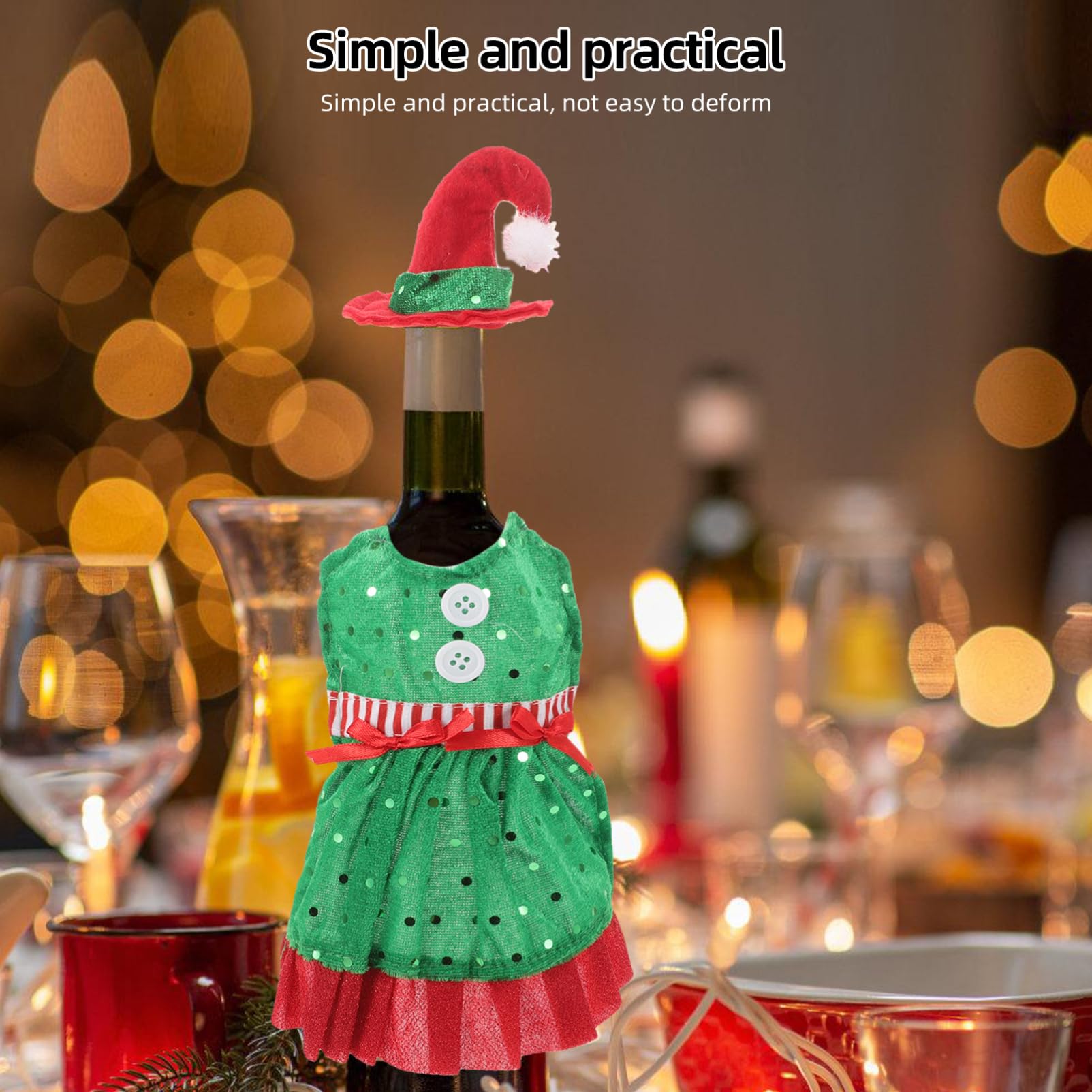 Luxshiny 10pièces Housse De Bouteille De Vin De Noël avec Chapeau De Vêtements Délicats pour Bouteilles De Vin Décoration Festive pour Fêtes Accessoire pour Événements Et Repas De