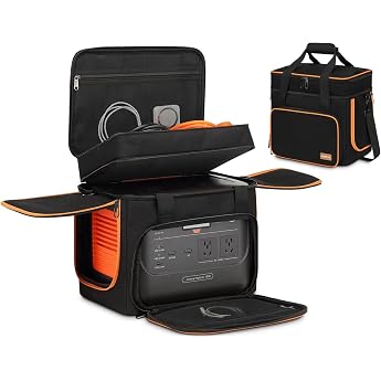 Portable Carrying Case Compatible with Jackery Explorer 1000/1000 v2/880/1500 Pro Flip Cover Double Layer Soft Storage Bag for Accessories/Charging Cable/Solar Generator
