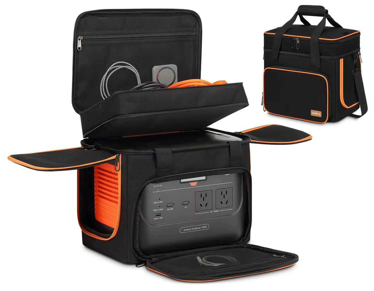CYUREAY Portable Carrying Case Compatible with Jackery Explorer 1000/1000 v2/880/1500 pro, Flip-top Design, Double-Layer Soft Power Station Storage Bag for Accessories/Charging Cable/Solar Generator