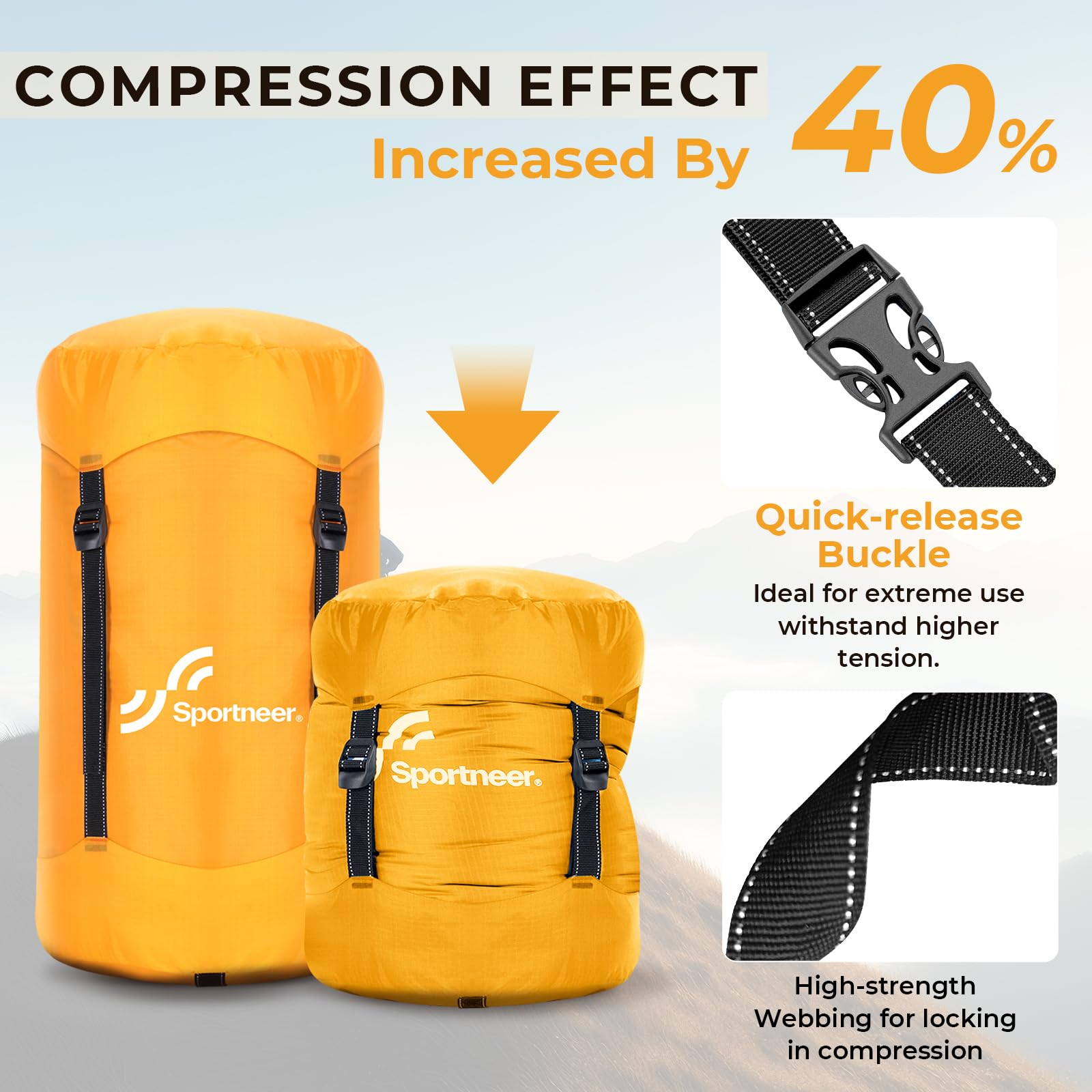 Amazon | Sportneer 圧縮袋、13L/20L/40L/50L 寝袋スタッフサック