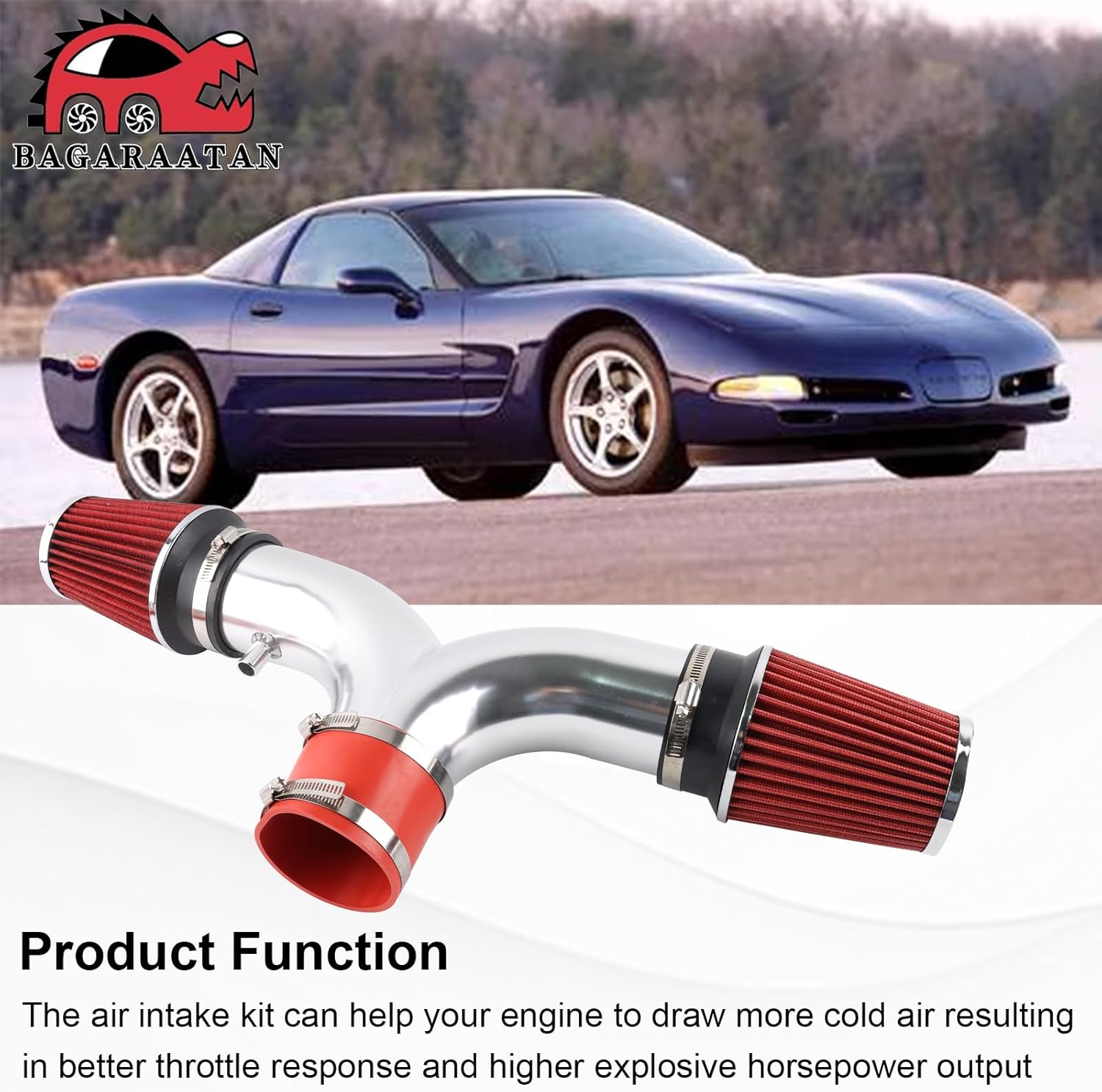 Dual Twin Ram Cold Air Intake System Compatible With 01-04 Chevy Corvette C5 5.7L V8