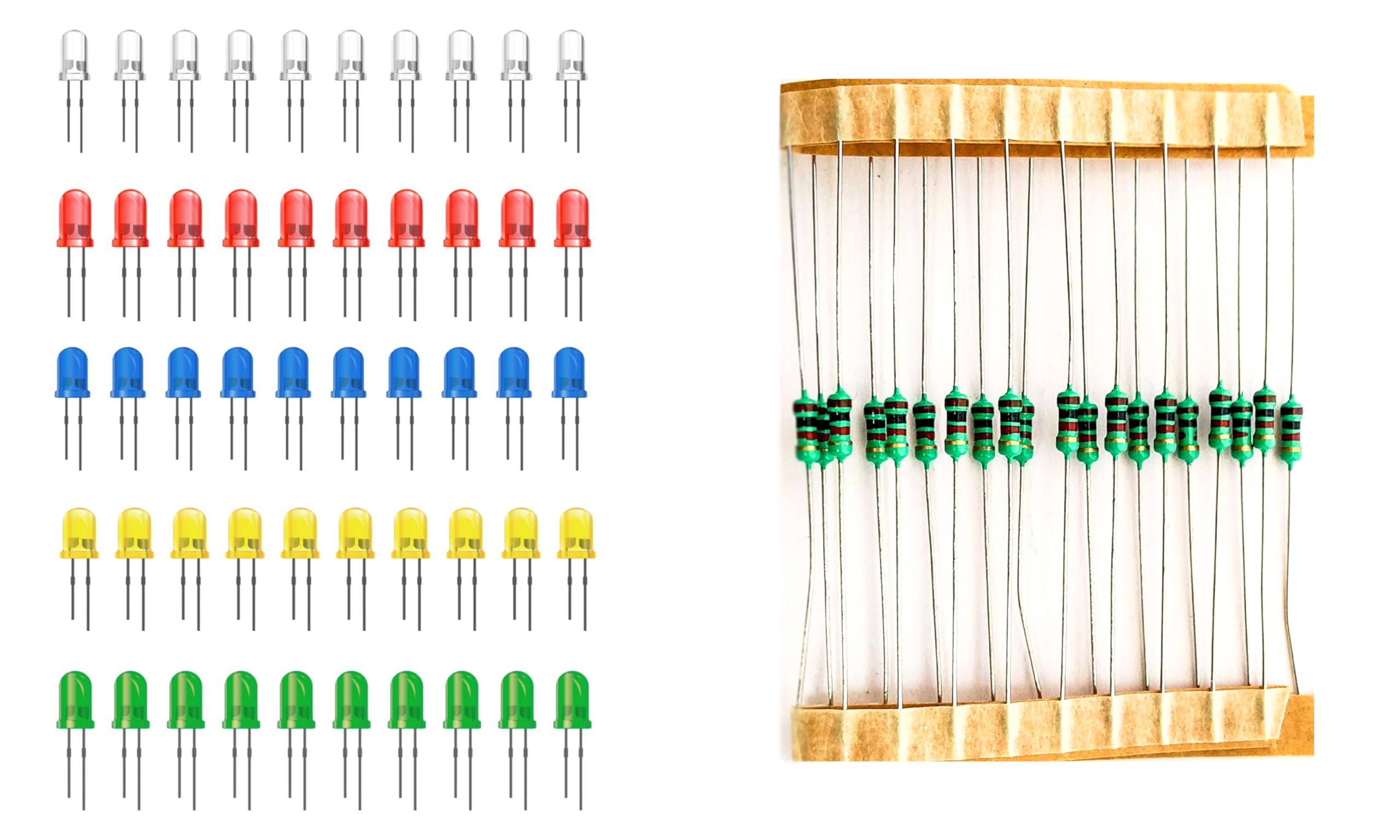 SYMFONIA 50 Pieces 5mm LED and 50 Pieces Resistance Diodes Round Head DIY Light (B0CNXZXFDY) Amazon Price History, Amazon Price Tracker