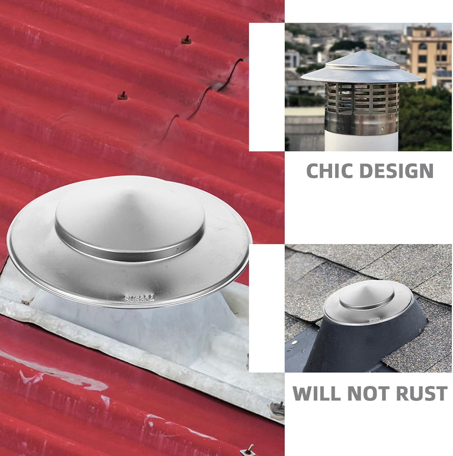 2pcs Umbrella Shaped Fireplace Chimney Cap 6.3 Inch Stainless Steel