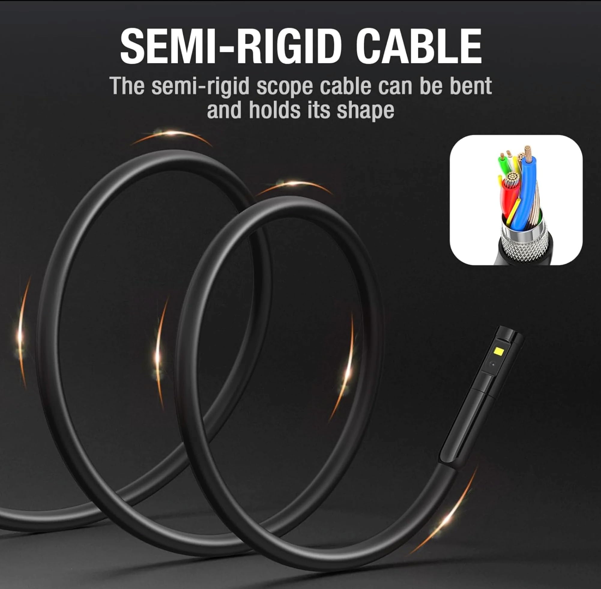Borescopes endoscopes NTS430 Dual Lens Endoscope Inspection Camera IP67 Waterproof Flexible Cable Sewer Camera 7 Leds(Dual lens-8mm-1M)