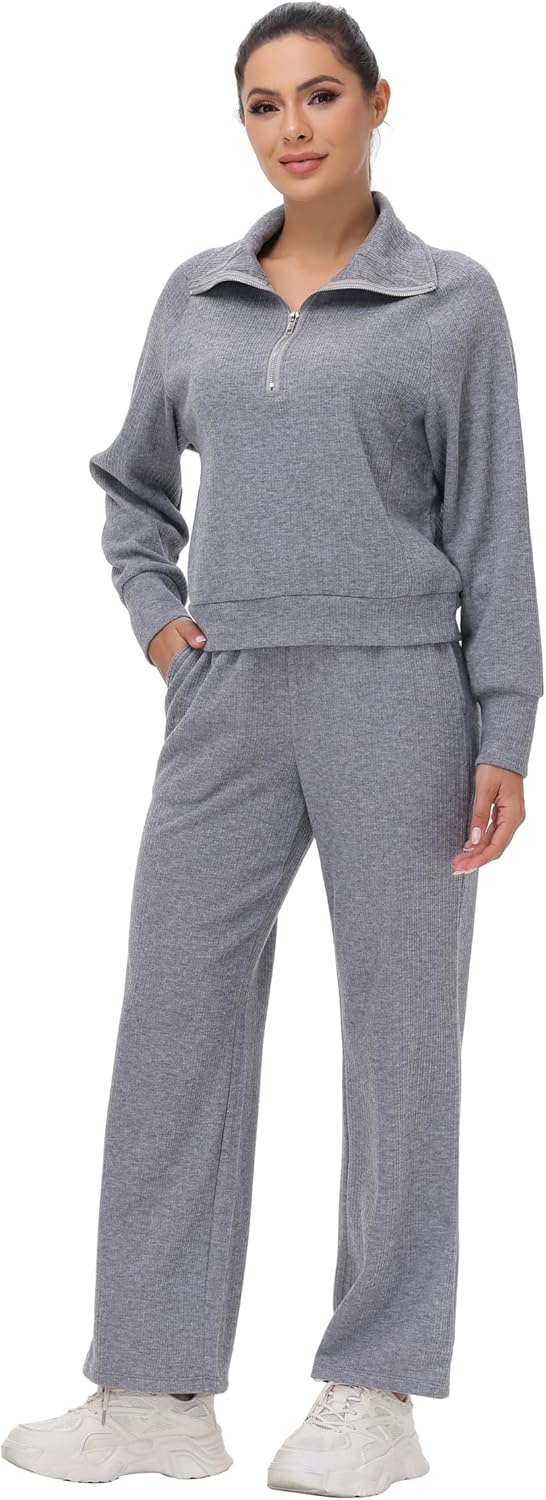 Blaosn Cute 2 Piece Sets Outfits for Women Oversized Sweatshirt Wide Leg Pants Workout Sweatpants Matching Lounge Clothes - Image 2